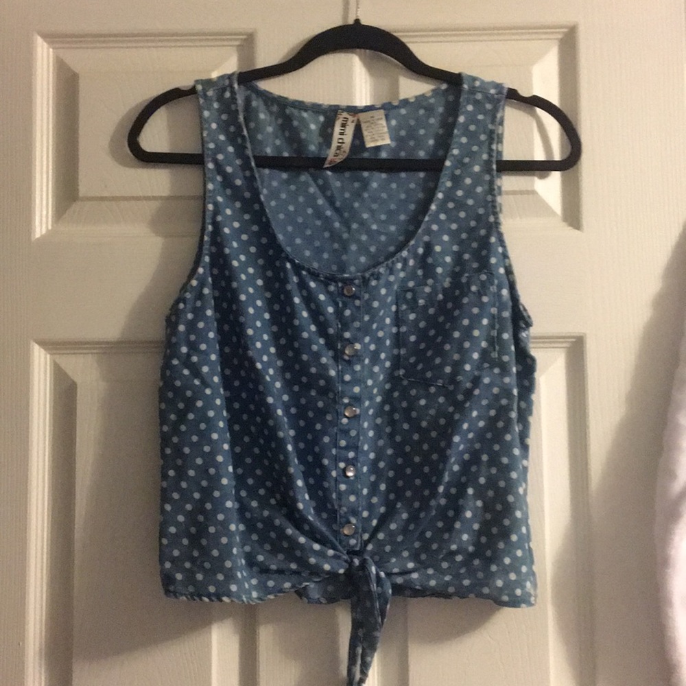 Polka dot denim tank top